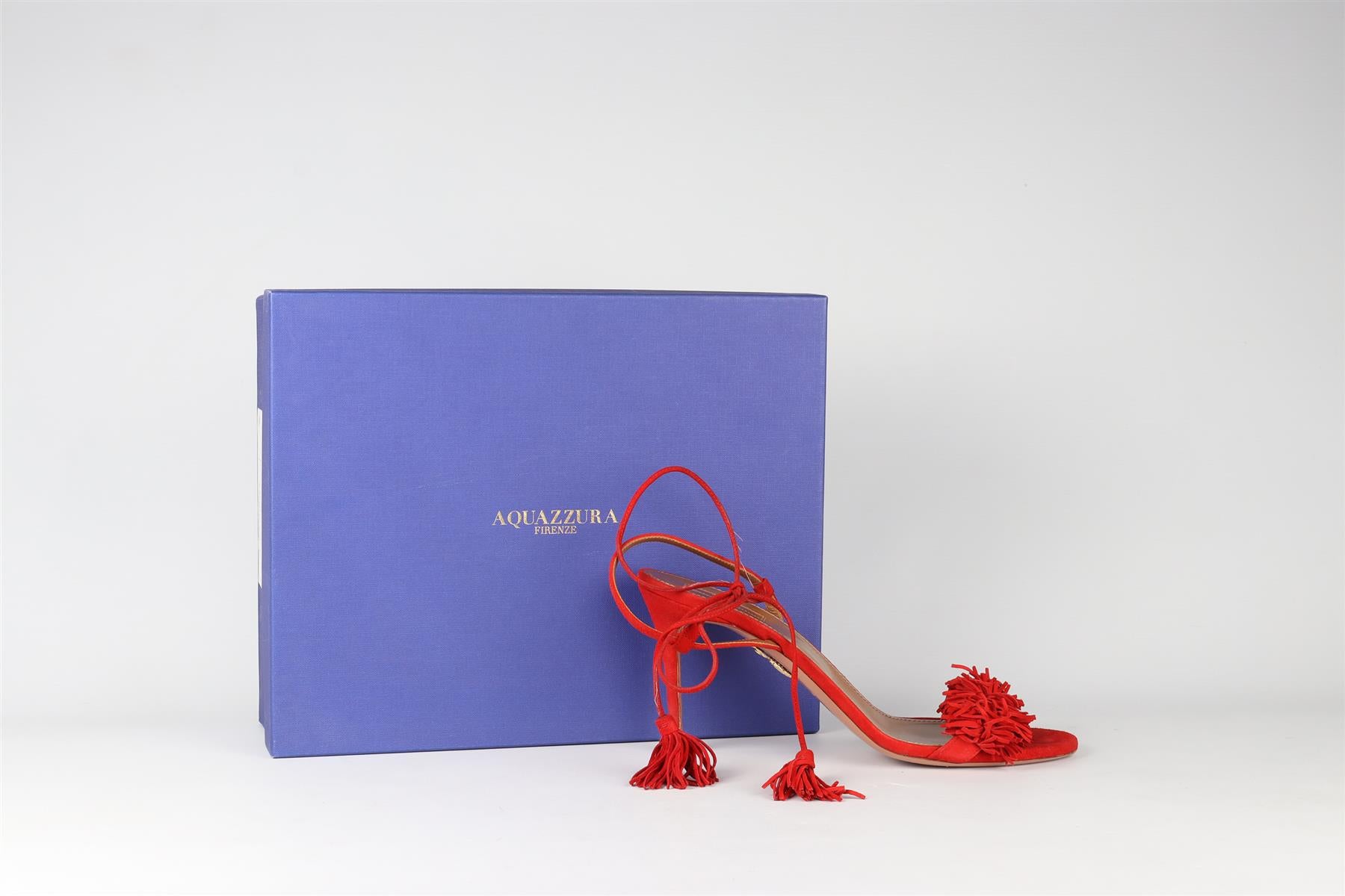 AQUAZZURA RED SUEDE SANDALS EU 40.5 UK 7.5 US 10.5