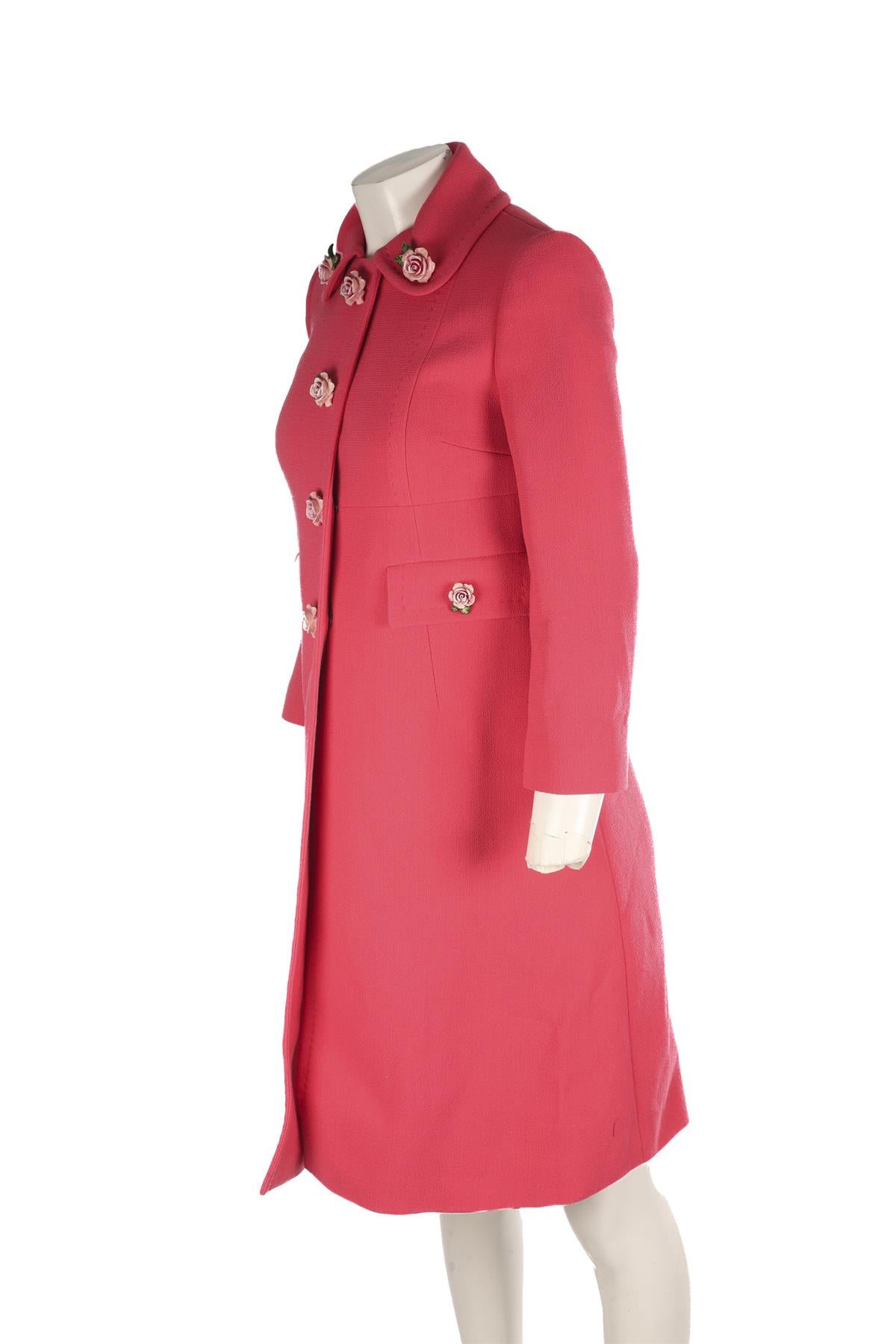 DOLCE & GABBANA PINK WOOL COAT IT 38 UK 6