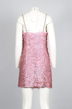 VALENTINO PINK CRYSTAL AND SEQUIN MINI DRESS IT 42 UK 10