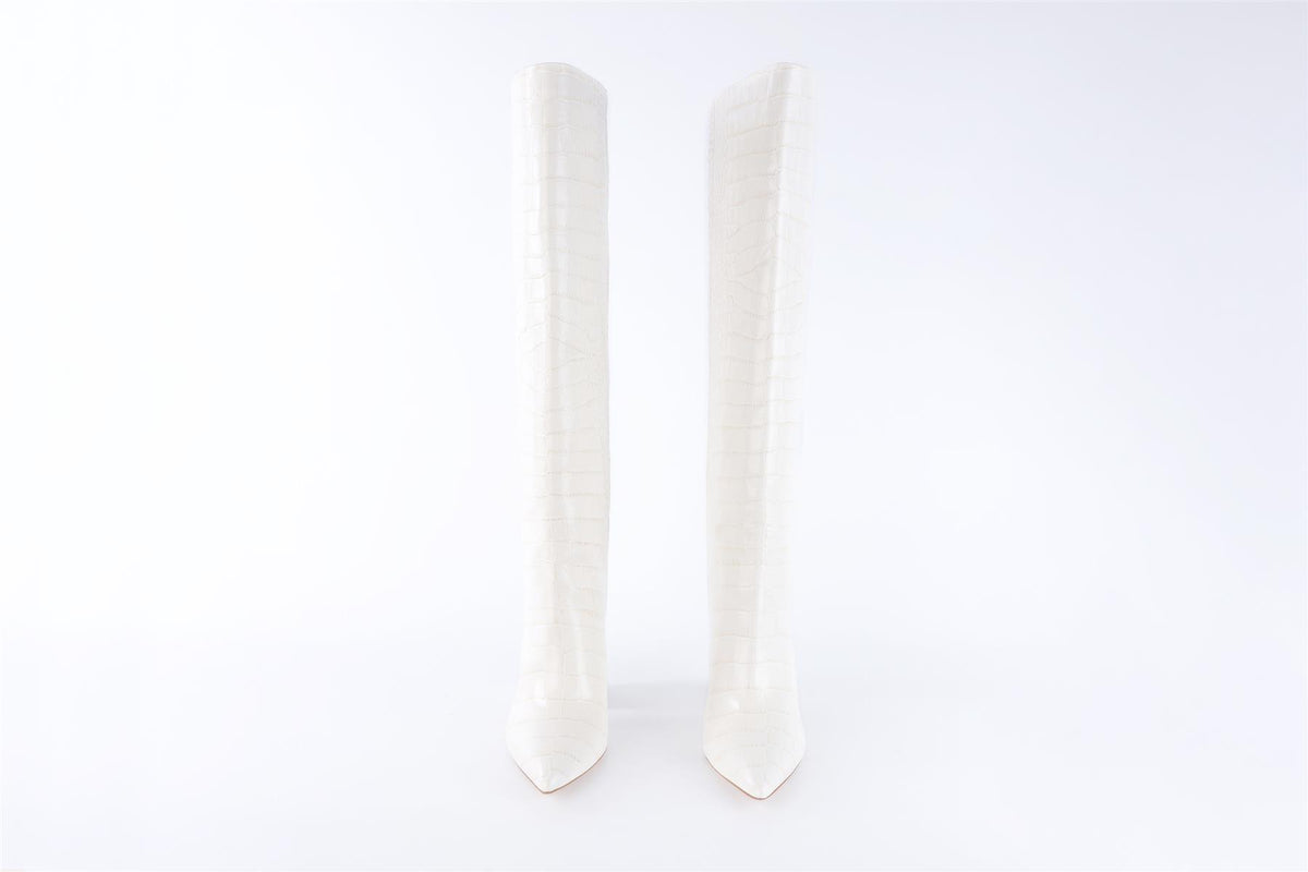 PARIS TEXAS WHITE LEATHER KNEE HIGH BOOTS EU 38 UK 5 US 8