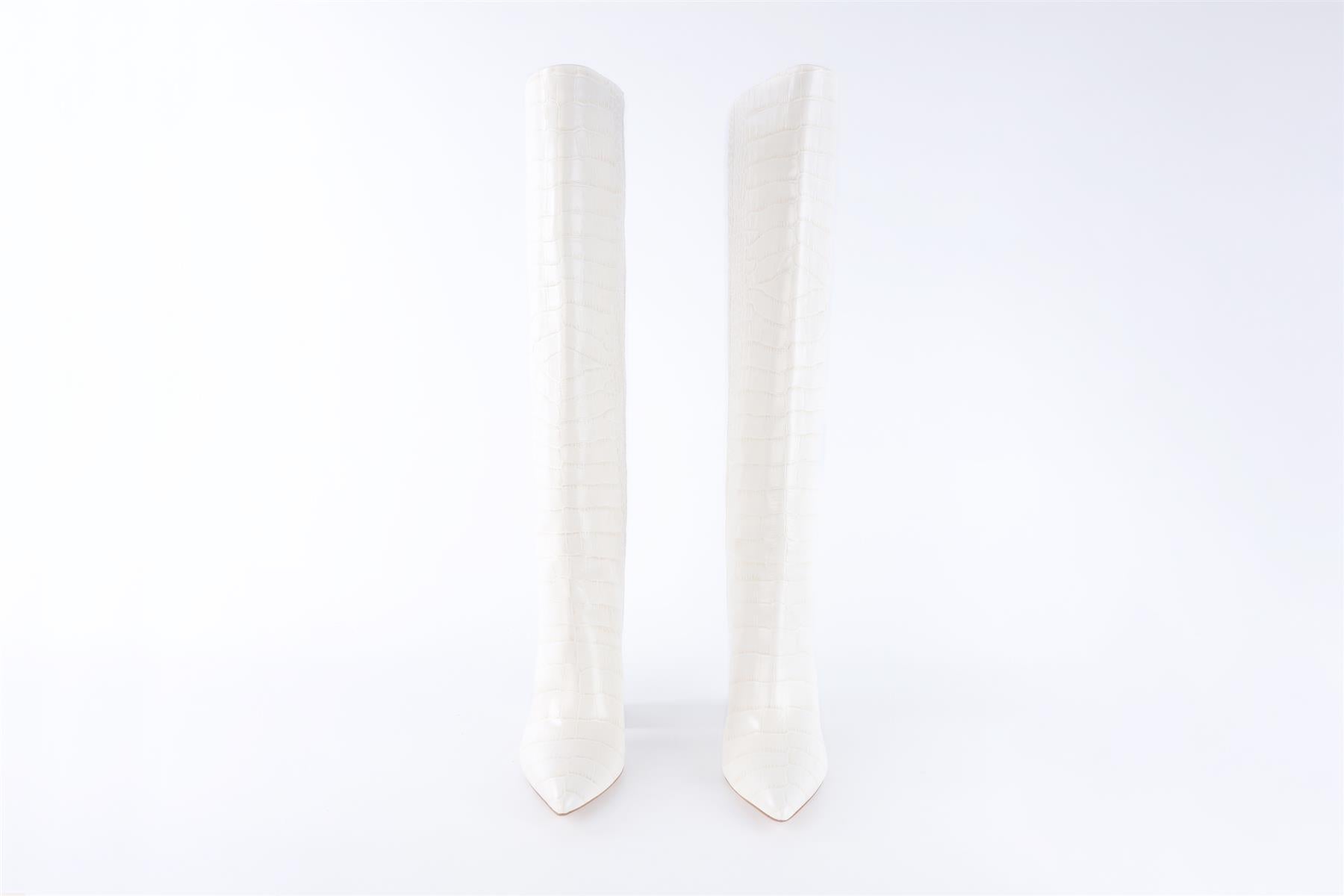 PARIS TEXAS WHITE LEATHER KNEE HIGH BOOTS EU 38 UK 5 US 8
