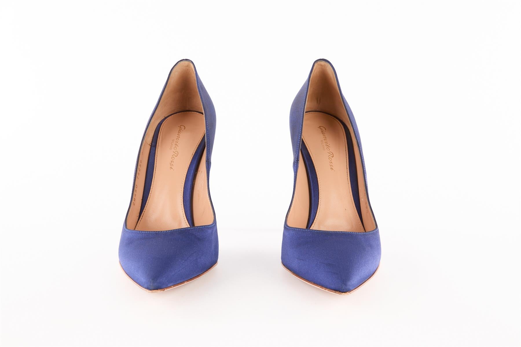 GIANVITO ROSSI BLUE SATIN PUMPS EU 39.5 UK 6.5 US 9.5
