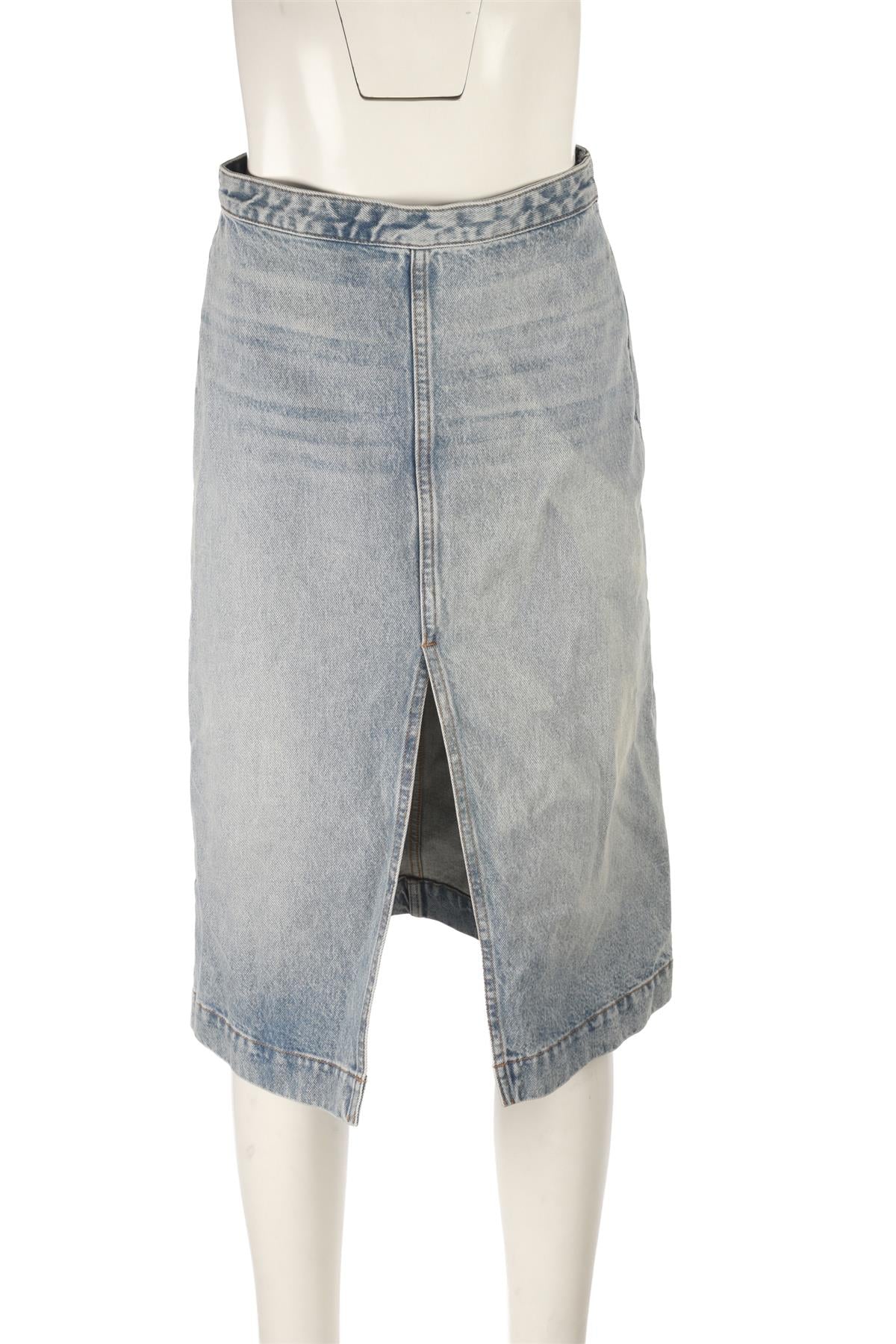 KHAITE BLUE DENIM MIDI SKIRT W26 UK 8