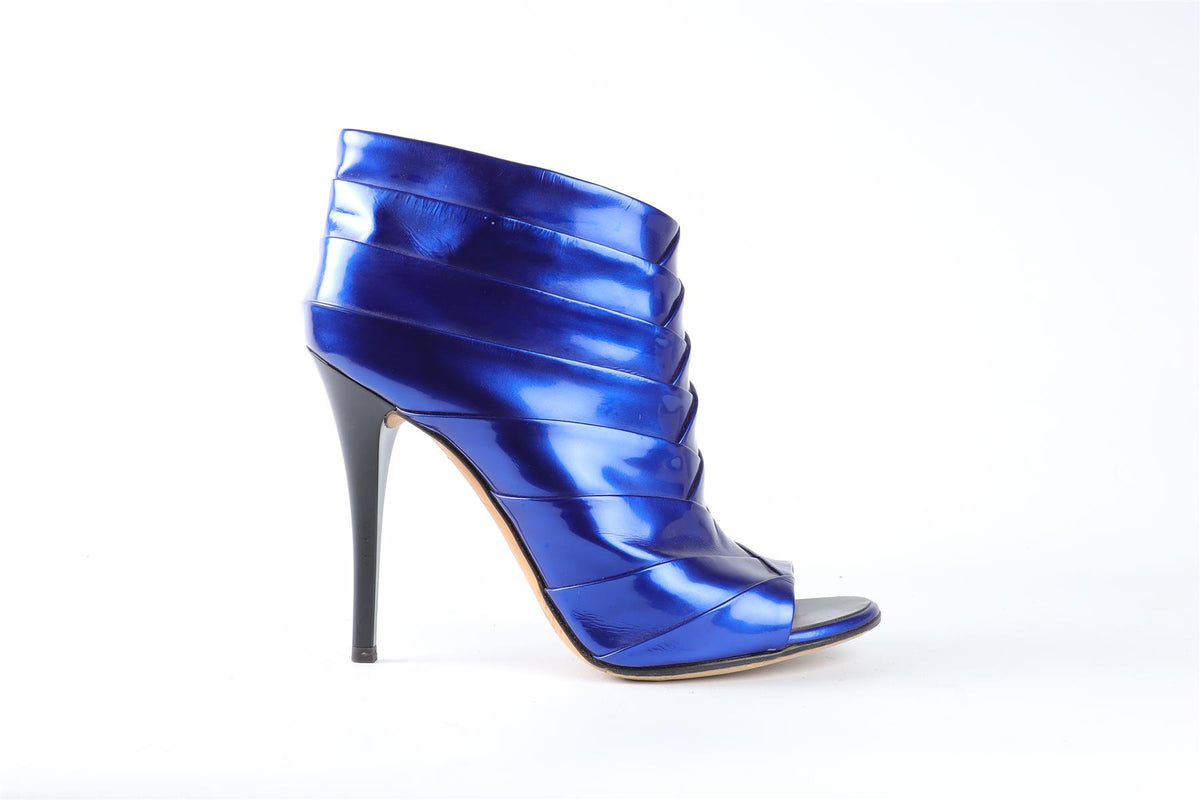 GIUSEPPE ZANOTTI BLUE LEATHER ANKLE BOOTS EU 38.5 UK 5.5 US 8.5