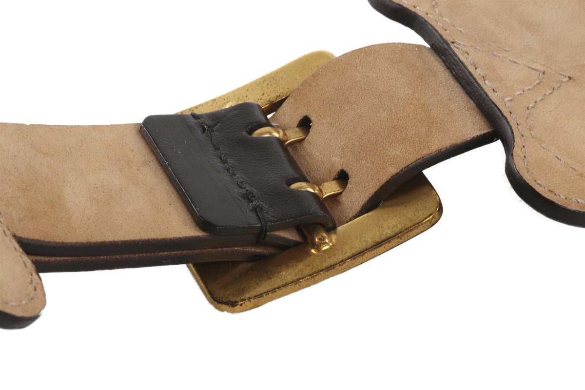 ALEXANDER MCQUEEN BLACK LEATHER WAIST BELT 75CM