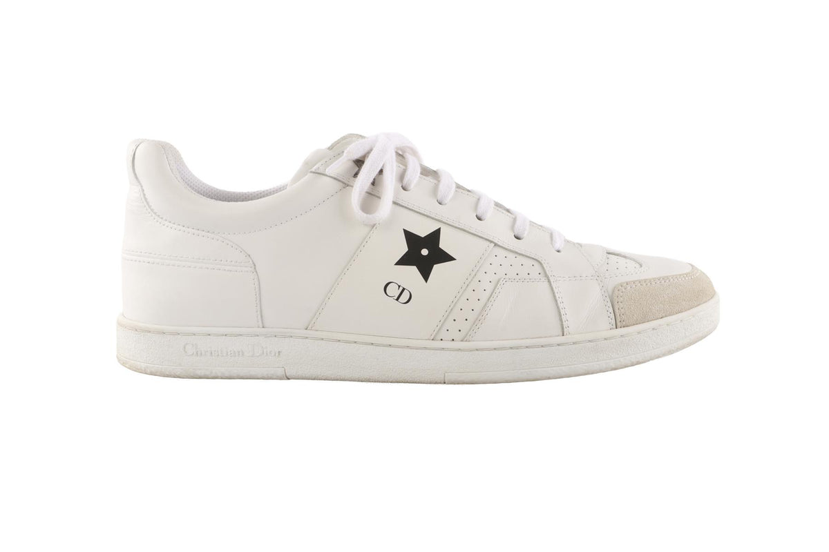 CHRISTIAN DIOR WHITE STAR LEATHER SNEAKERS EU 40 UK 7 US 10