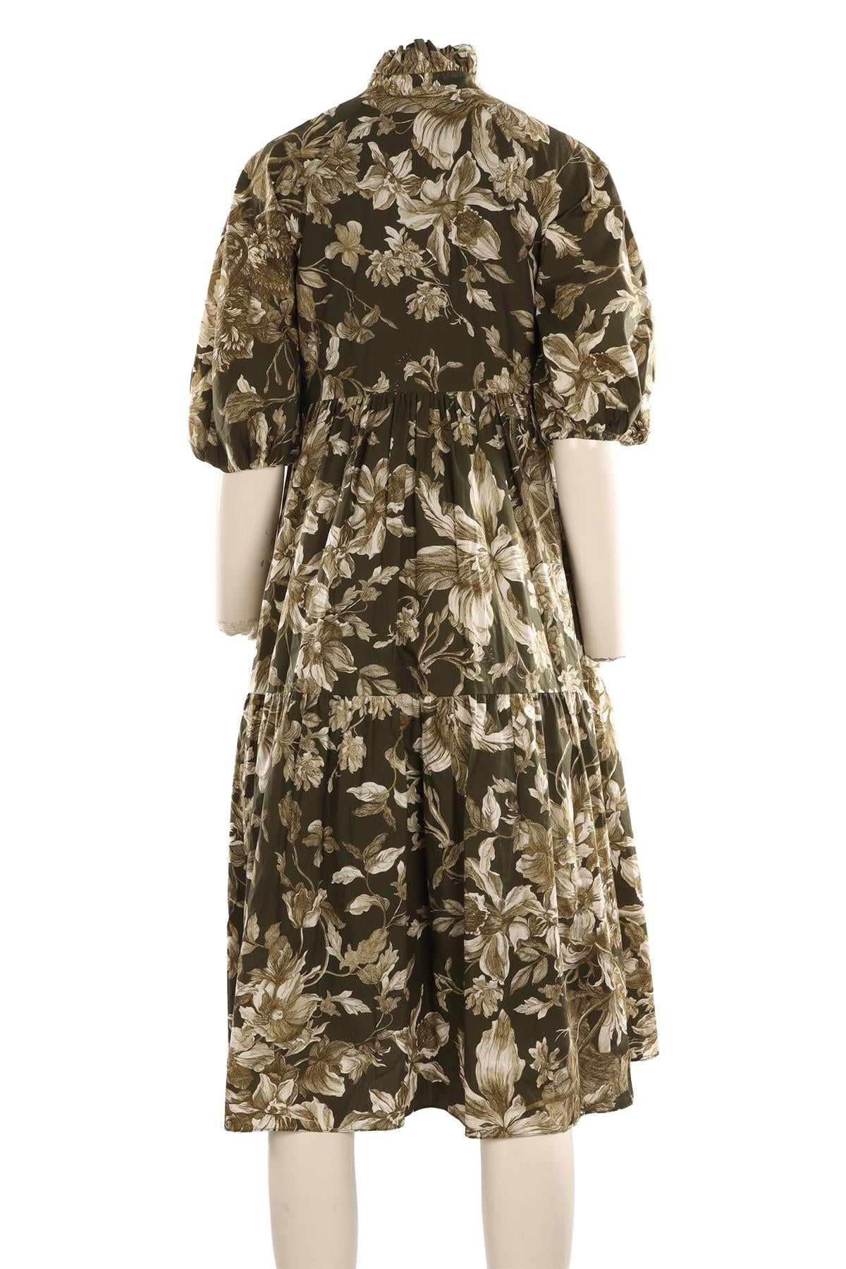 ERDEM GREEN COTTON MAXI DRESS UK 10