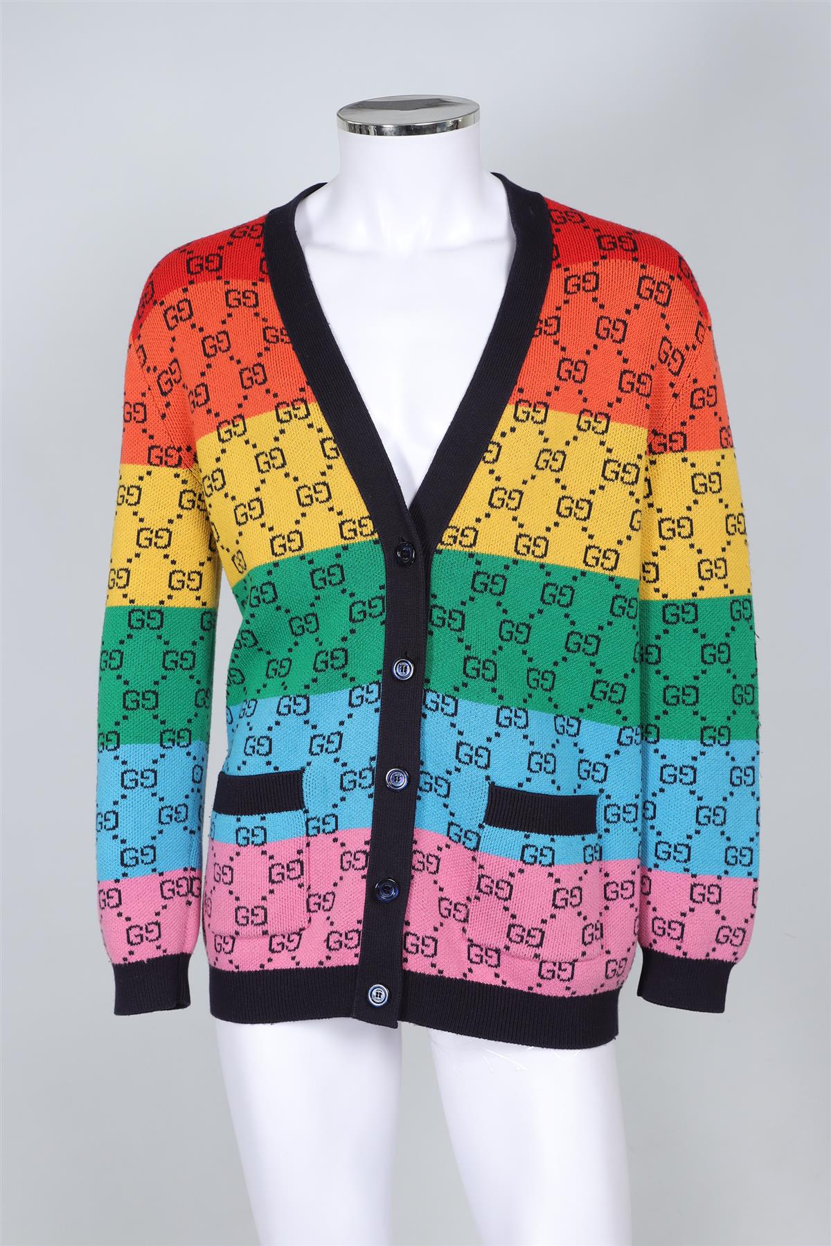 GUCCI MULTI MEN'S GG COTTON CARDIGAN XSMALL