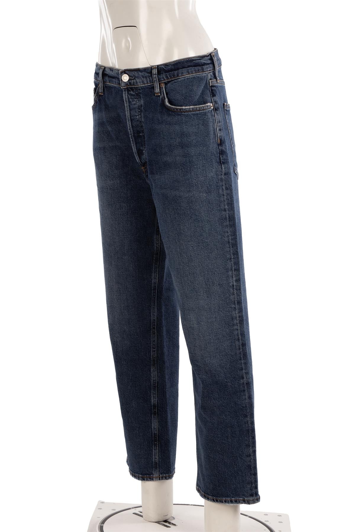 AGOLDE BLUE HIGH RISE STRAIGHT LEG JEANS W30 UK 12