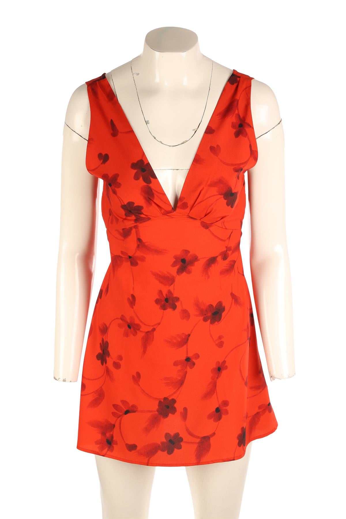 FAITHFULL RED CREPE MINI DRESS US 4 UK 8