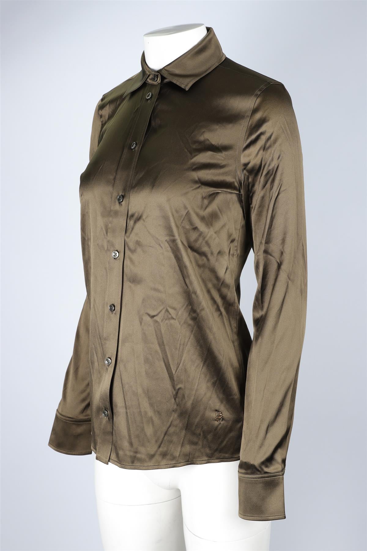 ETERNE GREEN SILK SHIRT XS-SMALL
