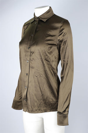 ETERNE GREEN SILK SHIRT XS-SMALL
