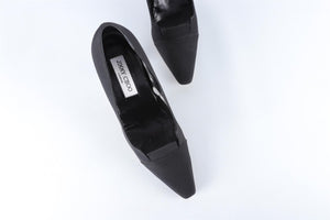 JIMMY CHOO BLACK GROSGRAIN PUMPS EU 38 UK 5 US 8