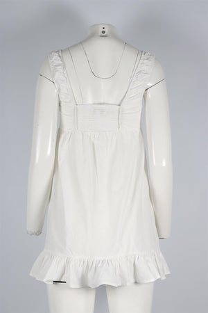FRANKIE'S BIKINIS WHITE COTTON MINI DRESS XSMALL