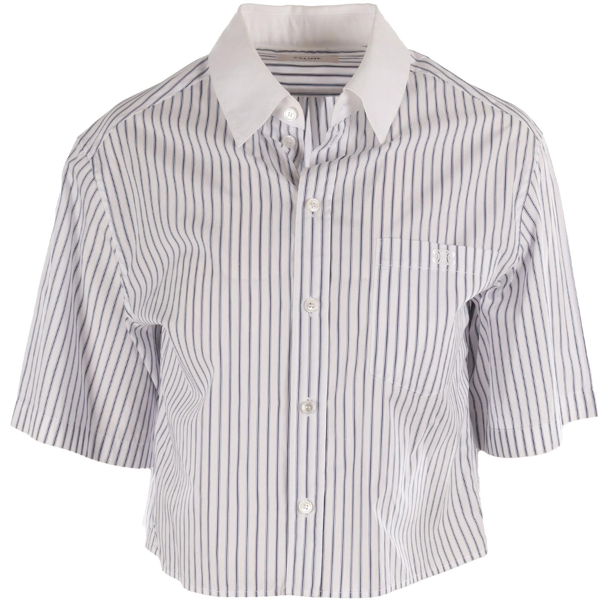 CELINE WHITE TRIOMPHE COTTON SHIRT FR 36 UK 8