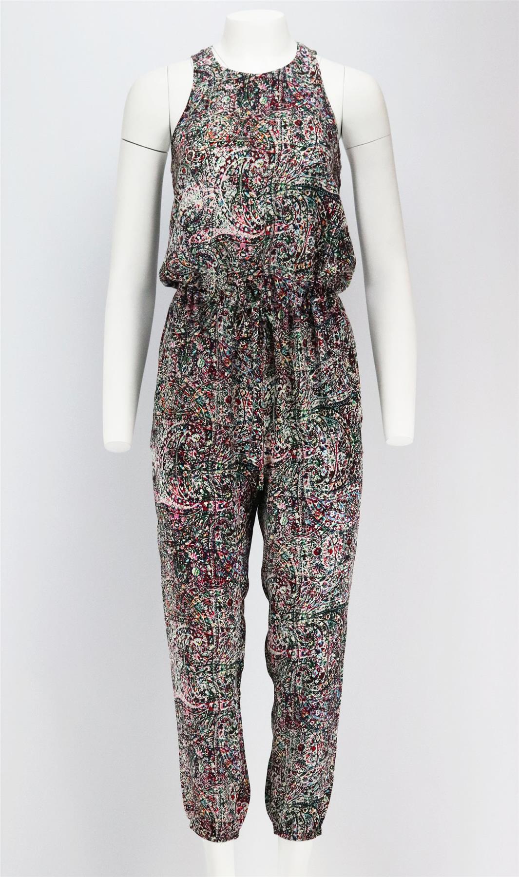 L'AGENCE PRINTED SILK JUMPSUIT XSMALL