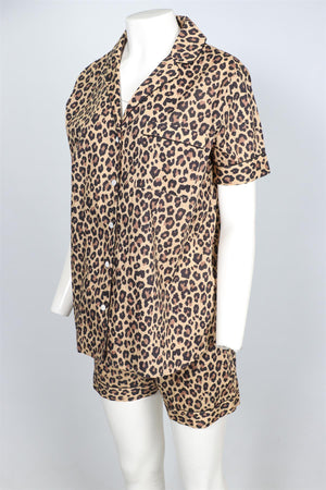 YOLKE LONDON BROWN COTTON PYJAMA SET SMALL - LARGE