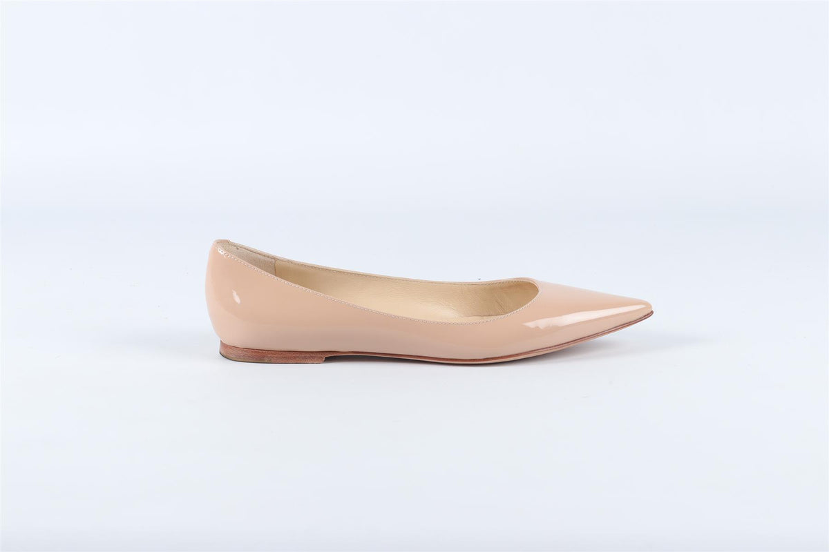 JIMMY CHOO NUDE PATENT LEATHER BALLET FLATS EU 34.5 UK 1.5 US 4.5