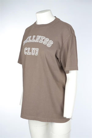 SPORTY & RICH BROWN COTTON T-SHIRT MEDIUM