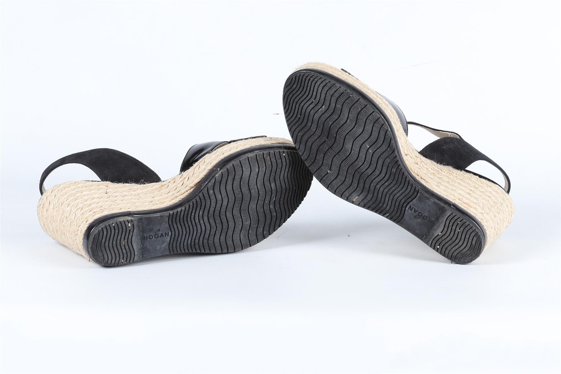 HOGAN BLACK SUEDE ESPADRILLE WEDGES EU 38.5 UK 5.5 US 8.5