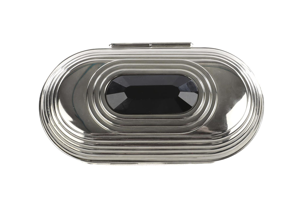 JIMMY CHOO SILVER METAL CLUTCH