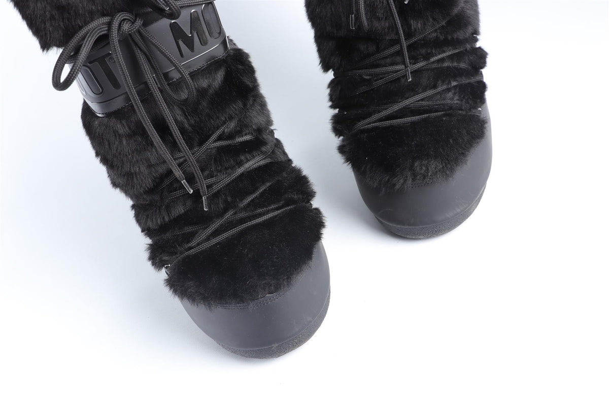 MOON BOOTS BLACK FAUX FUR BOOTS EU 39-41 UK 6-8 US 9-11