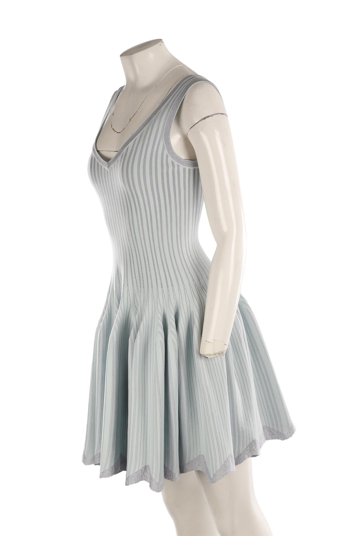 ALAÏA BLUE KNIT MINI DRESS FR 40 UK 12