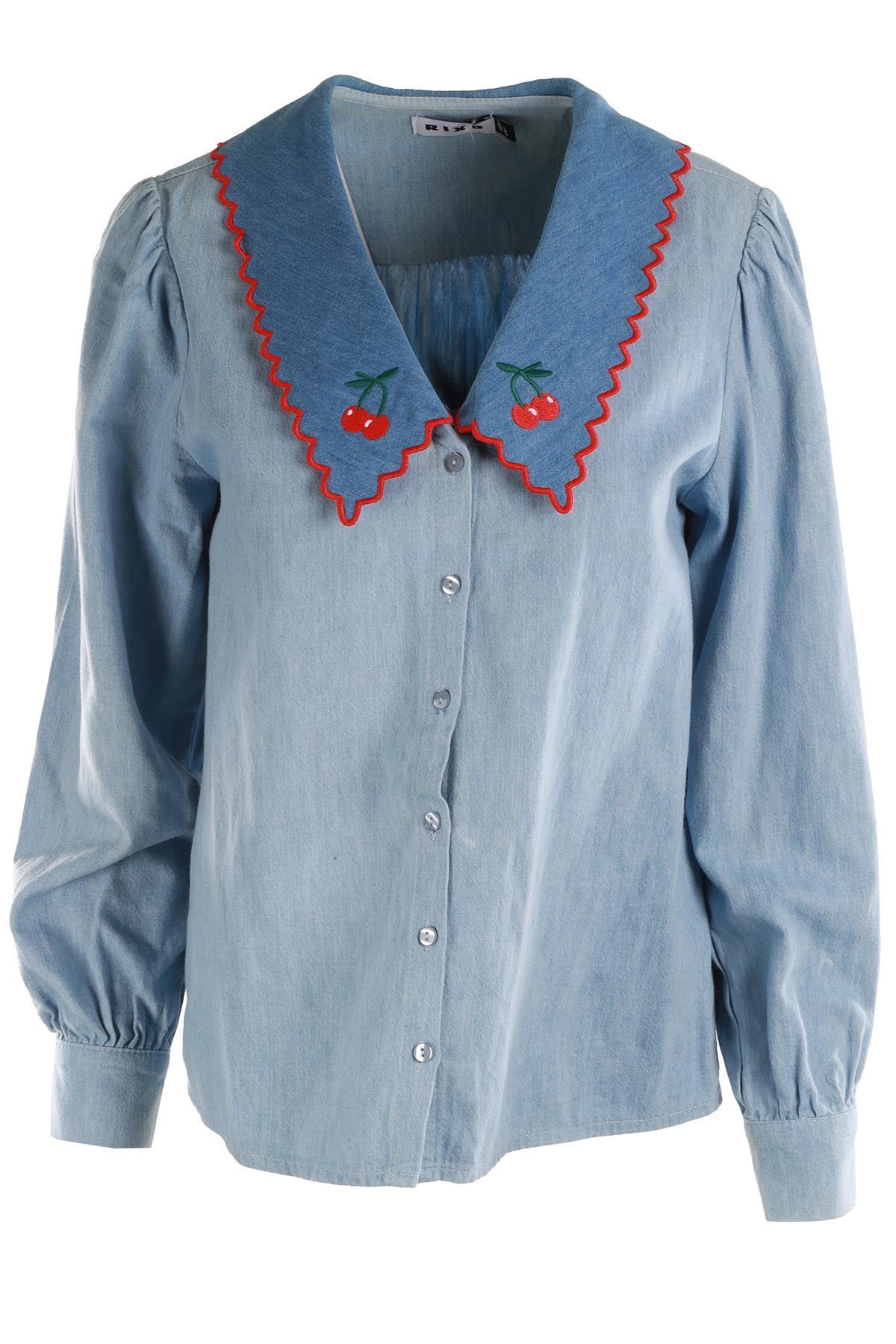 RIXO BLUE COTTON TOP XSMALL