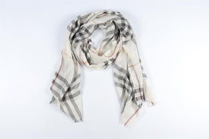 BURBERRY CREAM WOOL SCARF ONE SIZE