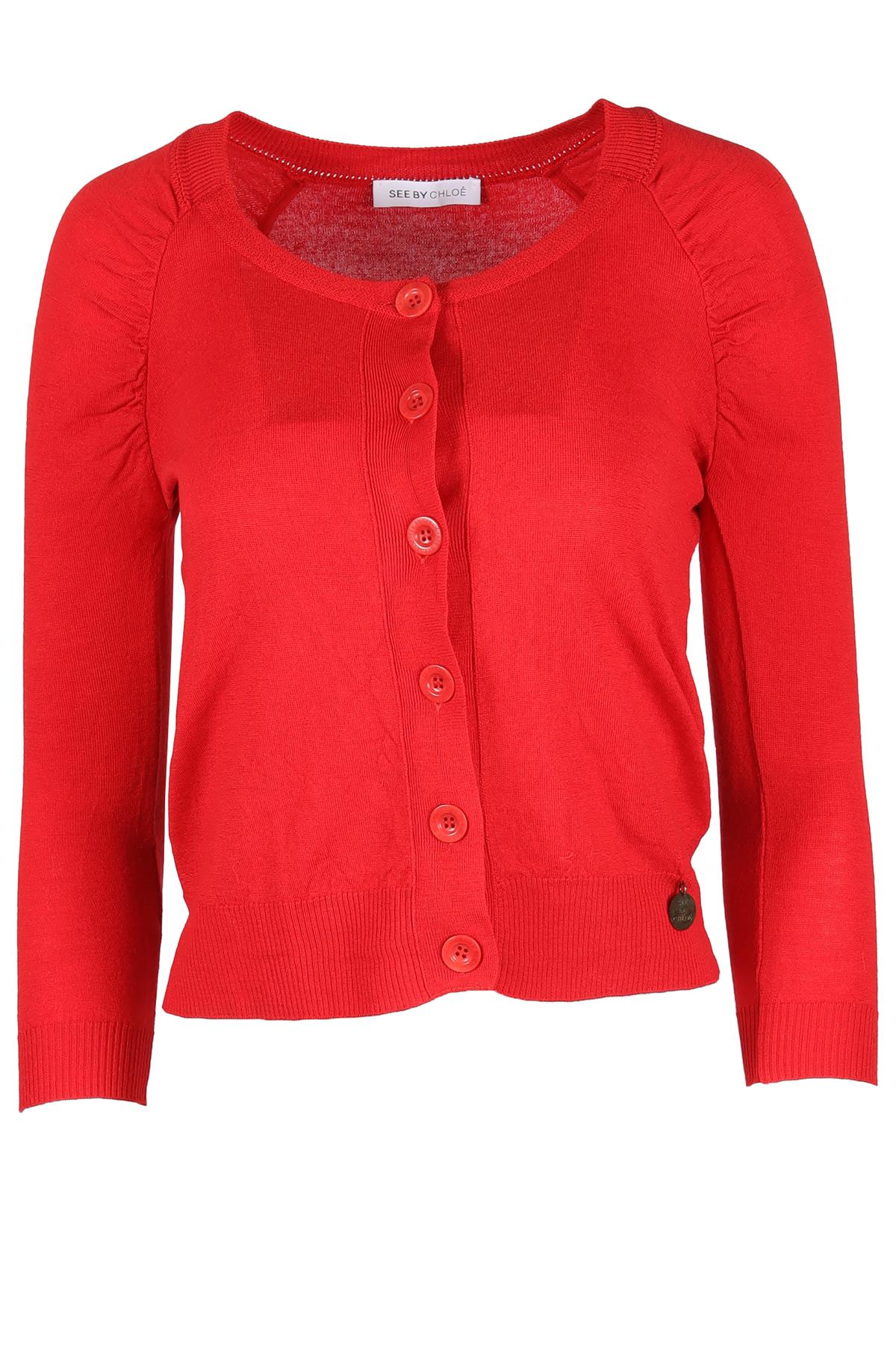SEE BY CHLOÉ RED WOOL CARDIGAN IT 40 UK 8