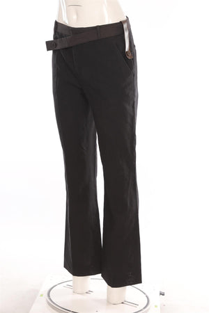 LOUIS VUITTON BLACK 2021 LINEN STRAIGHT LEG PANTS FR 38 UK 10