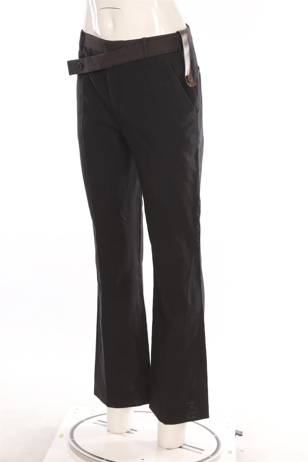 LOUIS VUITTON BLACK 2021 LINEN STRAIGHT LEG PANTS FR 38 UK 10