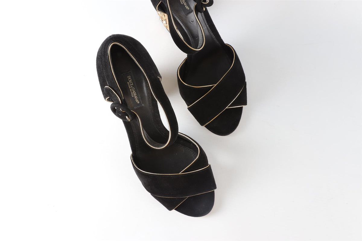 DOLCE & GABANNA BLACK SUEDE SANDALS EU 39.5 UK 6.5 US 9.5