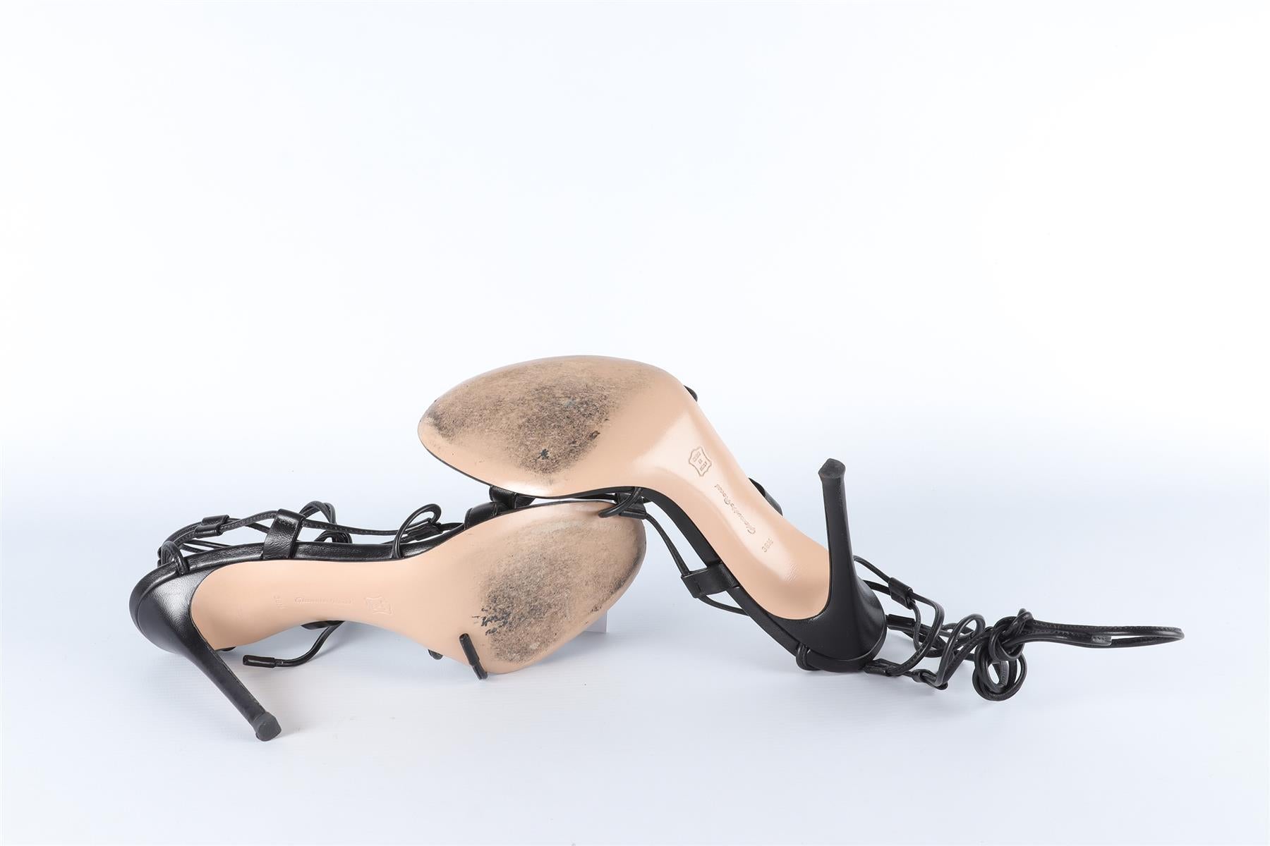 GIANVITO ROSSI BLACK LEATHER SANDALS EU 38.5 UK 5.5 US 8.5
