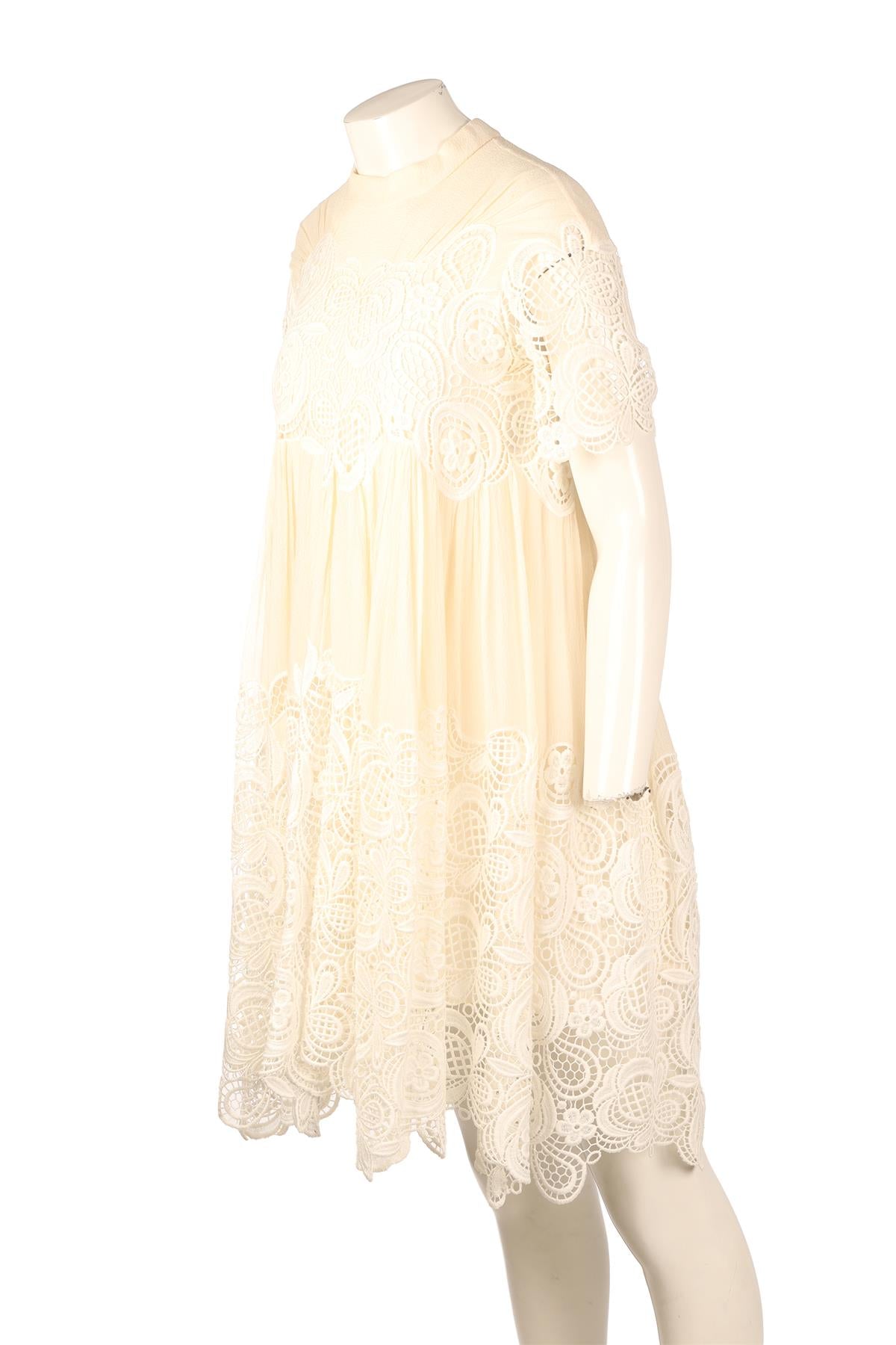 CHLOÉ CREAM SILK MINI DRESS FR 36 UK 8
