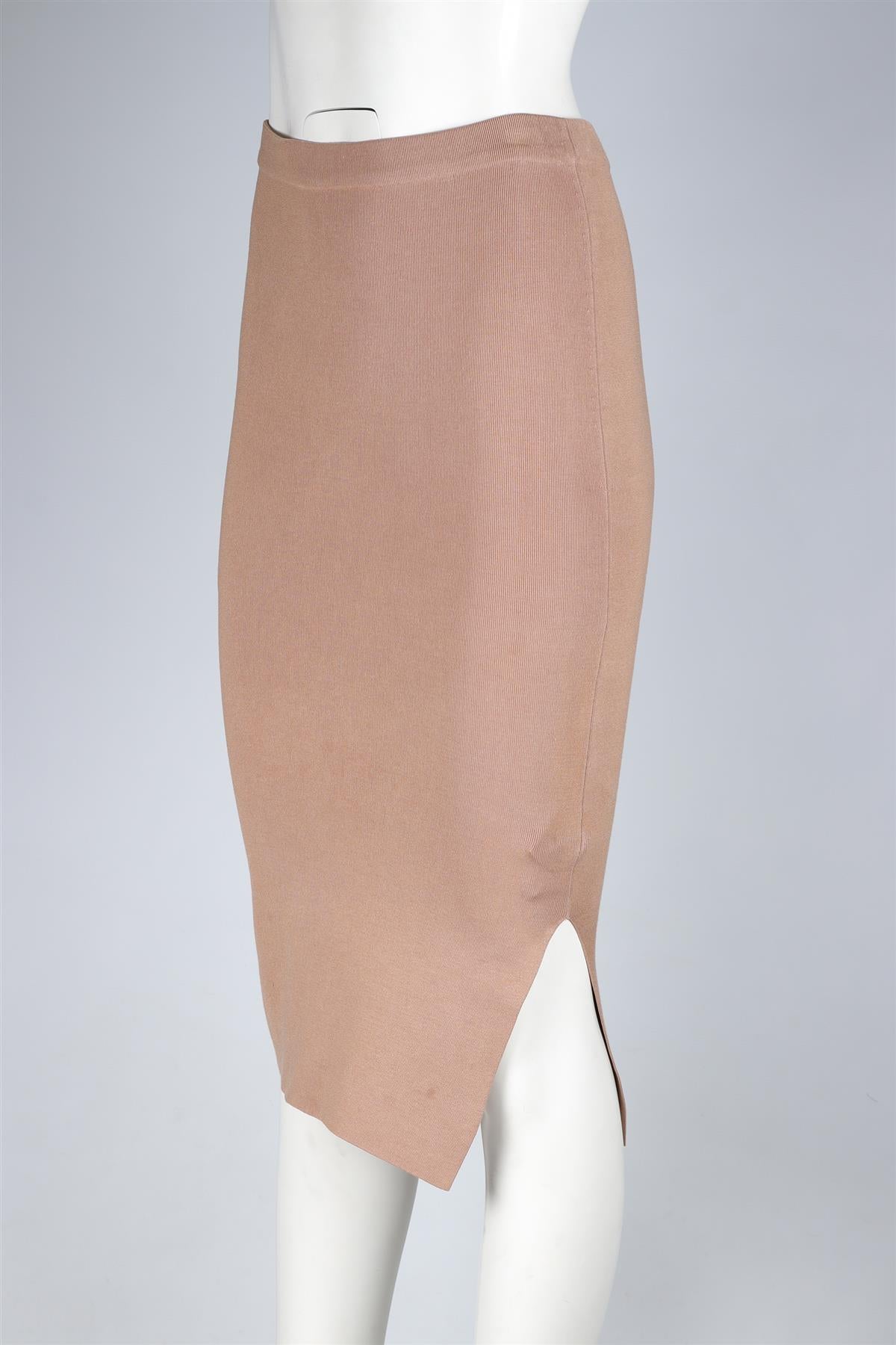 JOSEPH BEIGE SILK MIDI SKIRT XSMALL