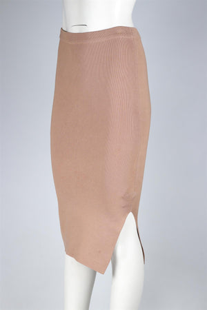 JOSEPH BEIGE SILK MIDI SKIRT XSMALL