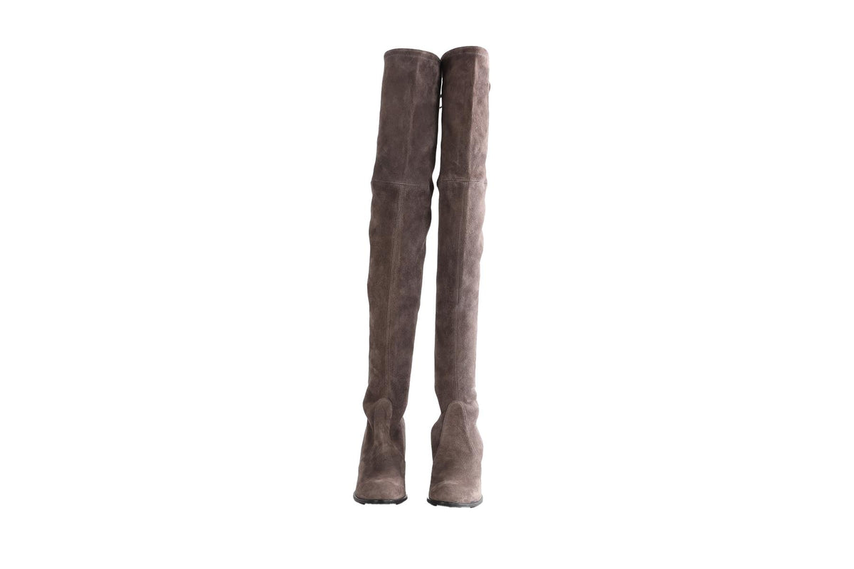 STUART WEITZMAN GREY HIGHLAND SUEDE OVER THE KNEE BOOTS US 8.5 UK 5.5 EU 38.5