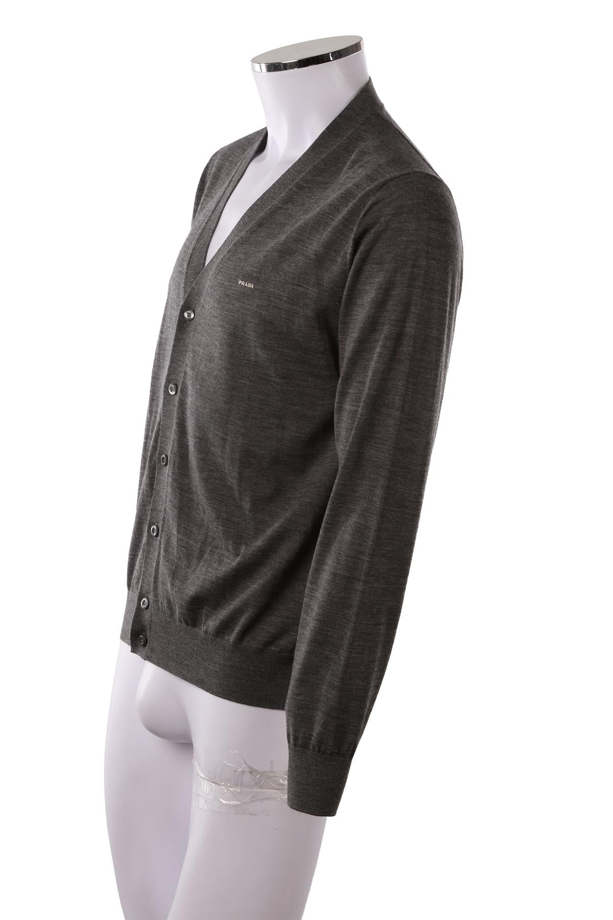 GREY MEN'S WOOL CARDIGAN