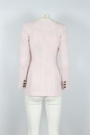 ALESSANDRA RICH PINK TWEED COTTON BLEND BLAZER IT 38 UK 6