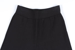 ROLAND MOURET BLACK KNIT WIDE LEG PANTS XSMALL