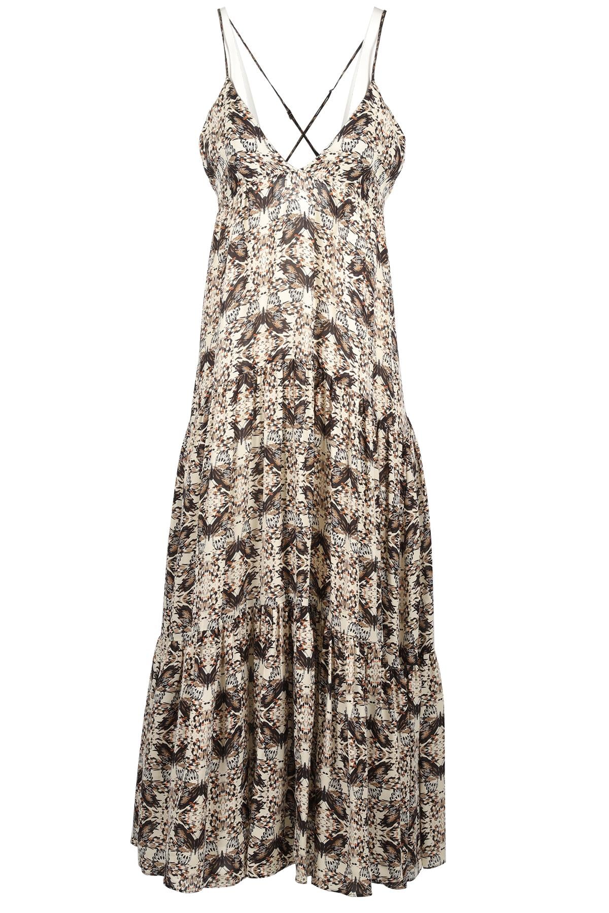 L'AGENCE NEUTRALS SILK MAXI DRESS SMALL