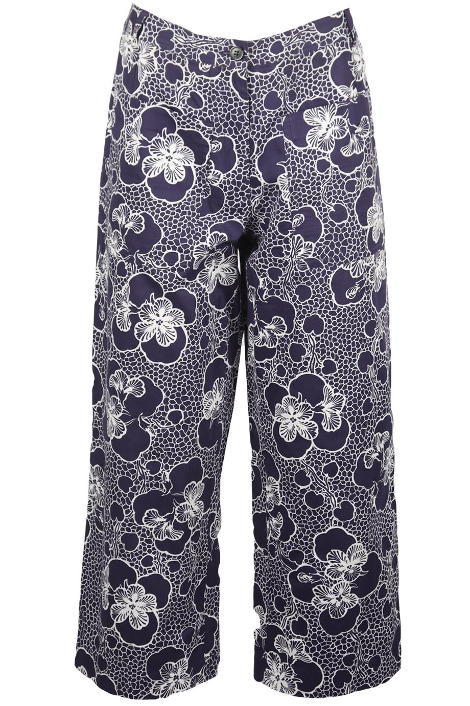 DRIES VAN NOTEN PRINTED COTTON WIDE LEG PANTS FR 38 UK 10