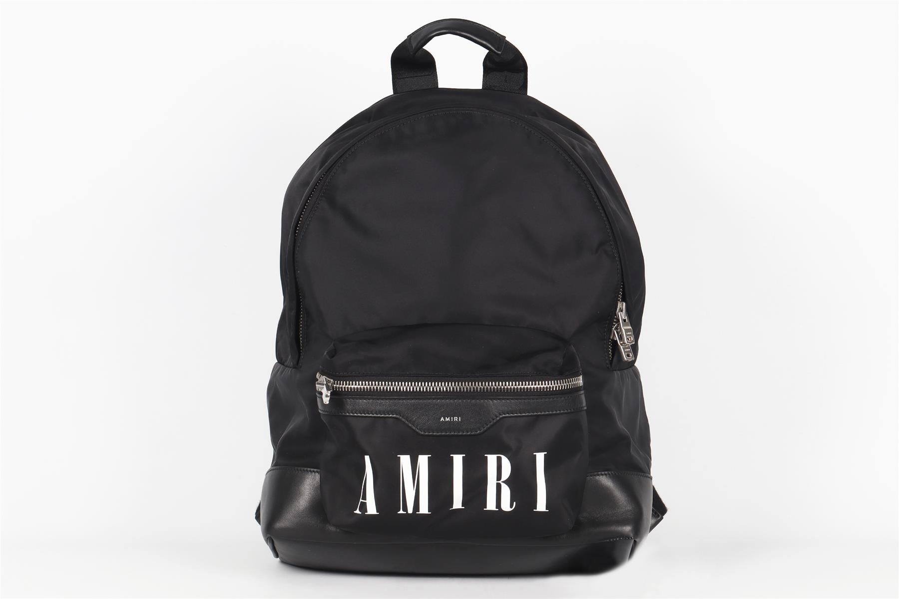amiri leather backpack AMIRI BLACK NYLON AND LEATHER BACKPACK
