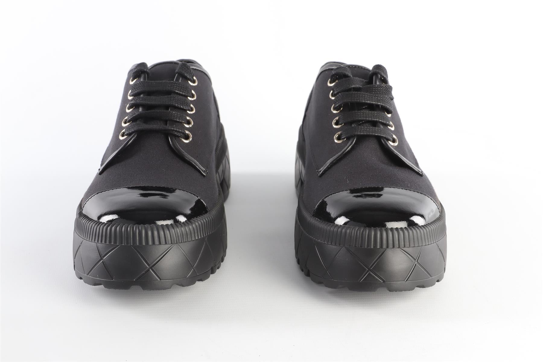 CHANEL BLACK 2024 CANVAS PLATFORM SHOES EU 40 UK 7 US 10