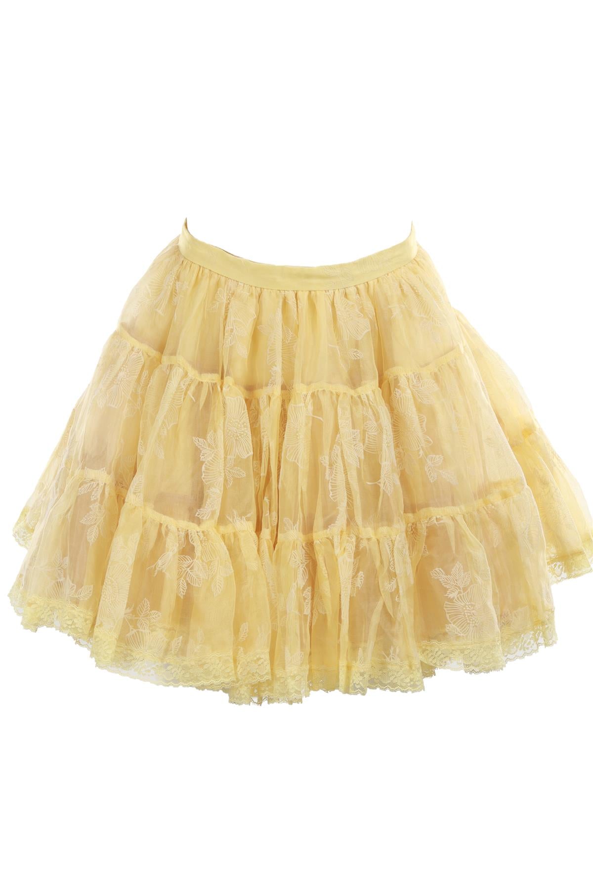 RED VALENTINO YELLOW SILK MINI SKIRT IT 40 UK 8