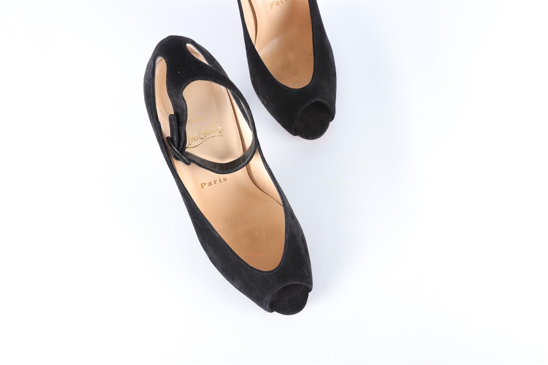 CHRISTIAN LOUBOUTIN BLACK SUEDE SANDALS EU 36.5 UK 3.5 US 6.5