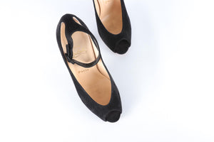 CHRISTIAN LOUBOUTIN BLACK SUEDE SANDALS EU 36.5 UK 3.5 US 6.5