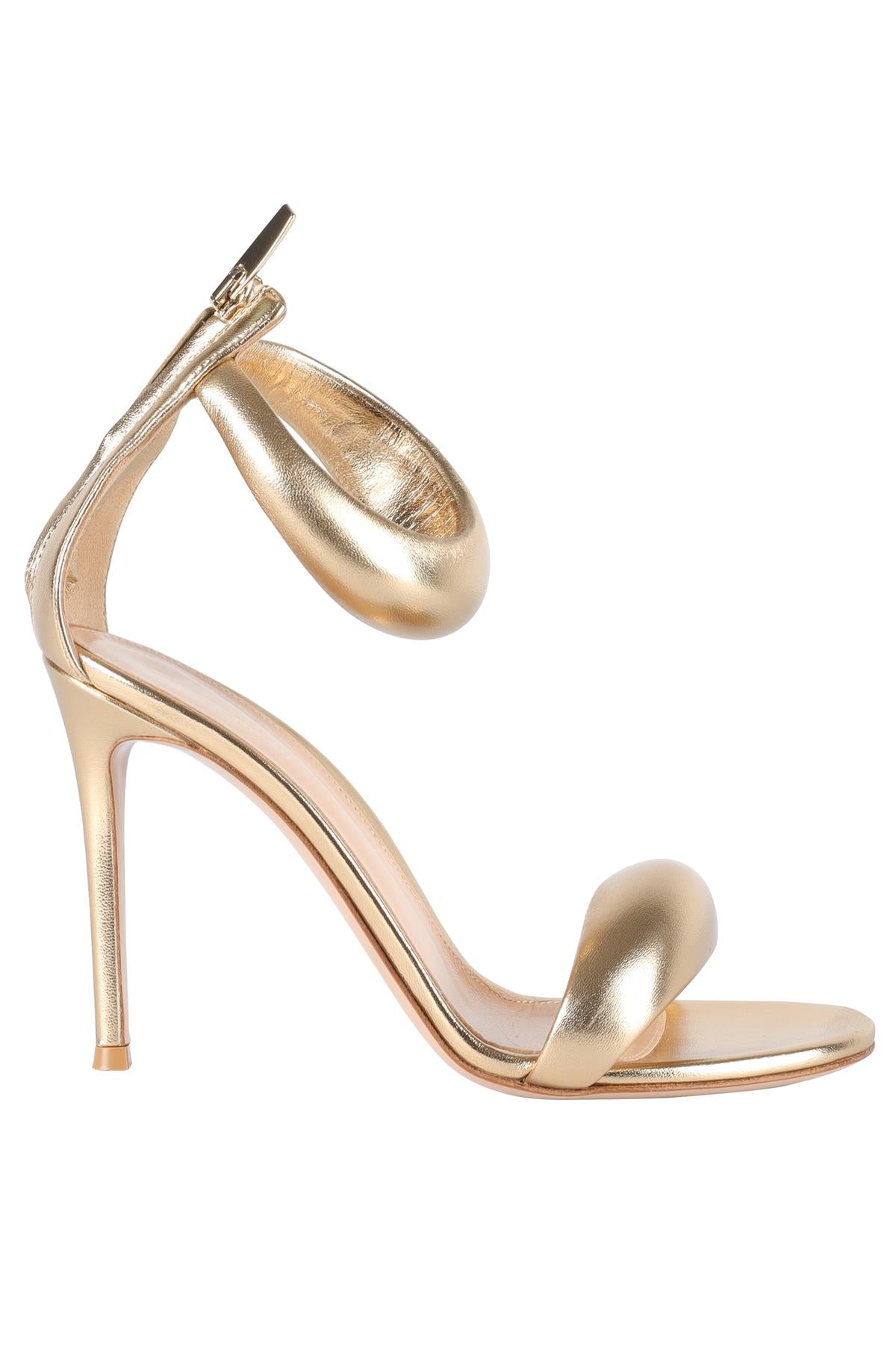 GIANVITO ROSSI GOLD LEATHER SANDALS EU 37.5 UK 4.5 US 7.5