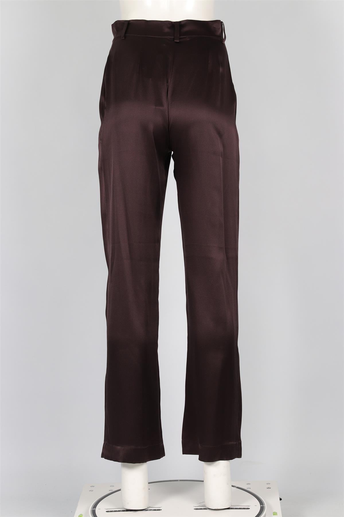 SABLYN BROWN SILK STRAIGHT LEG PANTS XSMALL